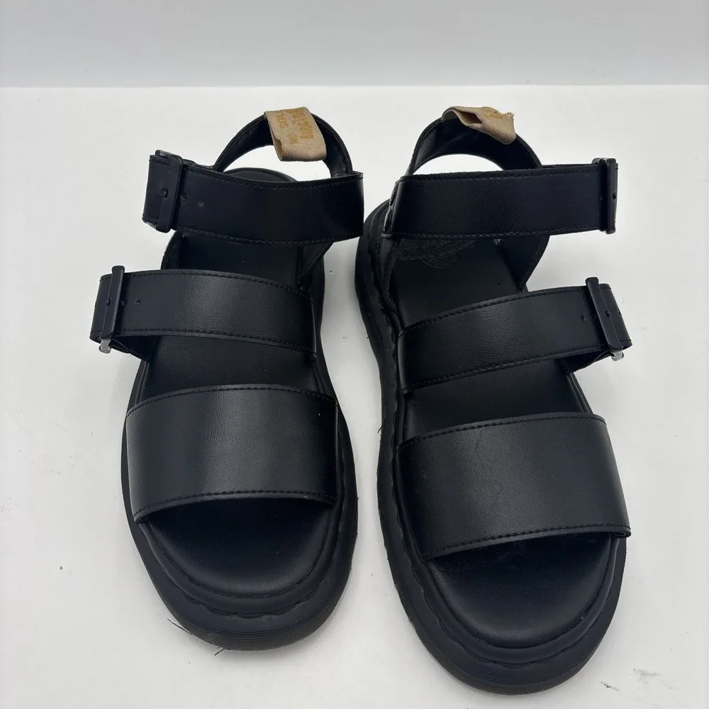 Dr Martens Gryphon Black Vegan Leather Sandals Size US 8M